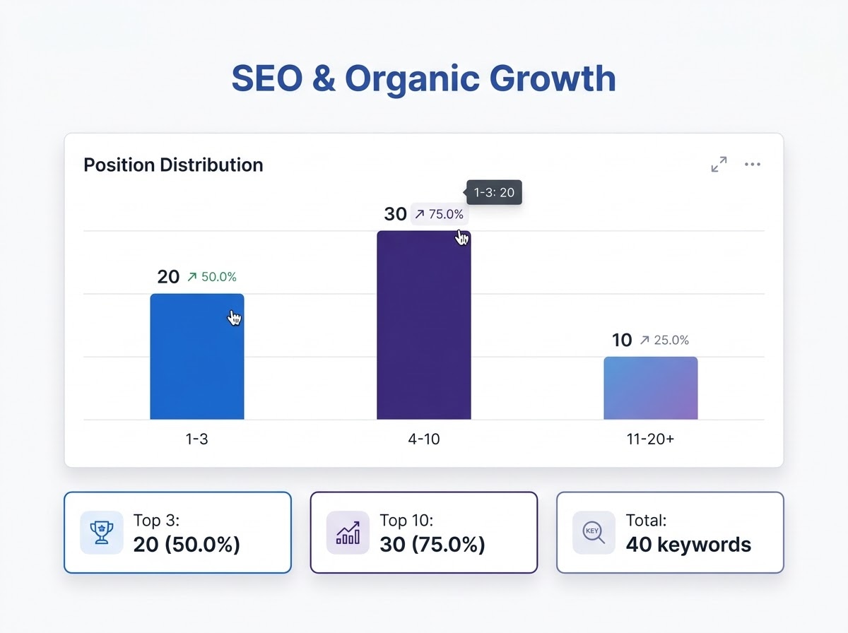 SEO ve organik büyüme anahtar kelime pozisyon dağılımı